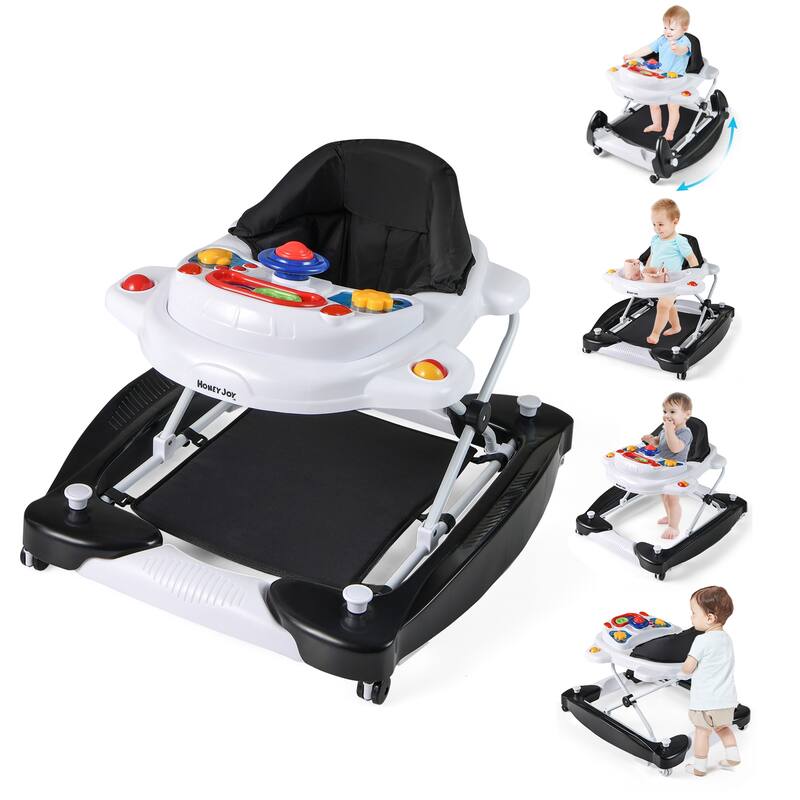 Honeyjoy 6 in 1 Baby Walker Adjustable Toddler Walker & Activity - See Details - Black