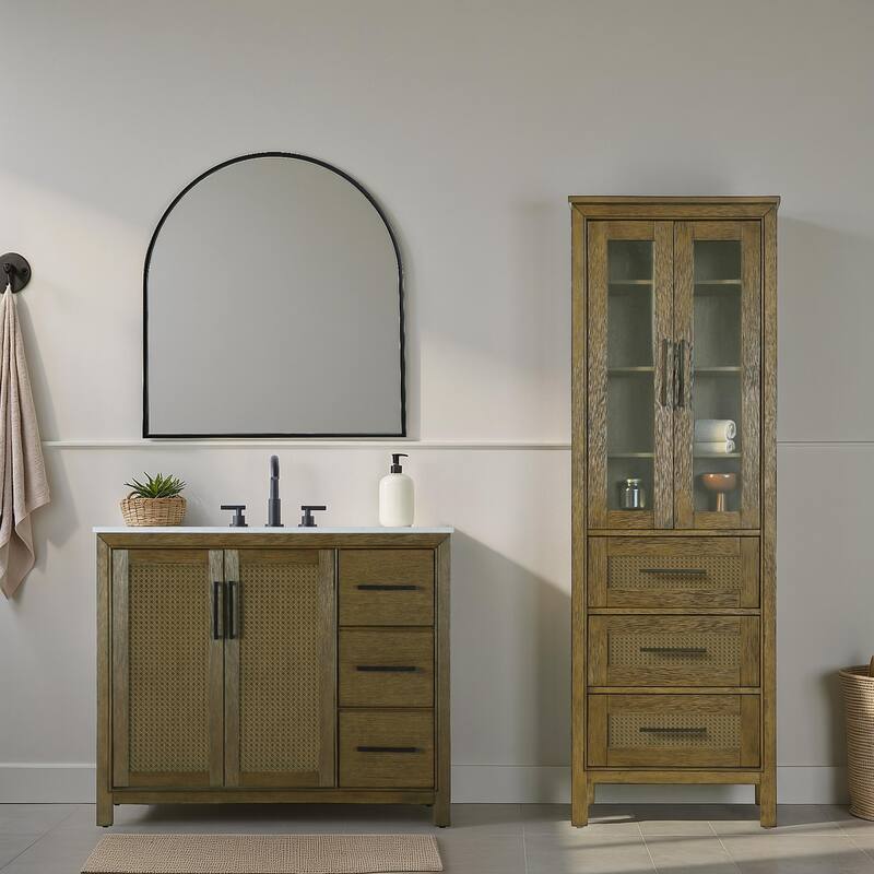 Winslow 16-28 Inch Bath Storage Glass Cabinet