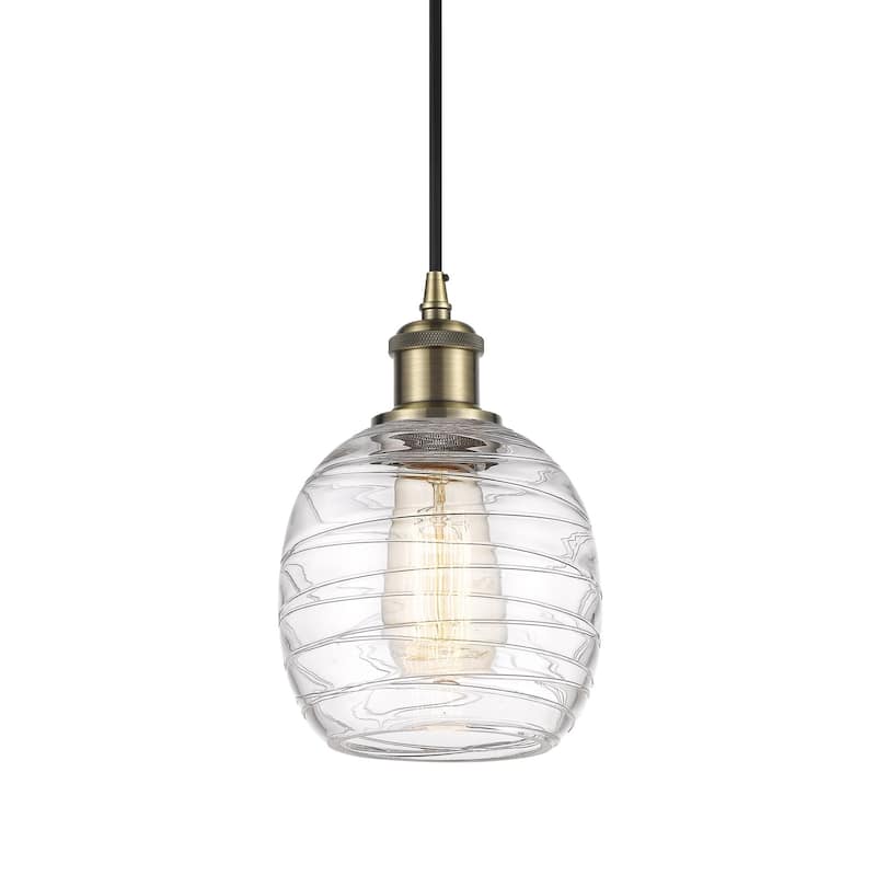 Innovations Lighting 516-1P-9-6 Belfast Pendant Belfast 6" Wide Mini - Deco Swirl / Antique Brass