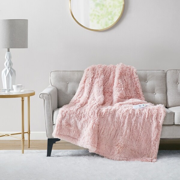 Malea Heated Shaggy Faux Fur Heated Throw by Serta - On Sale - Bed