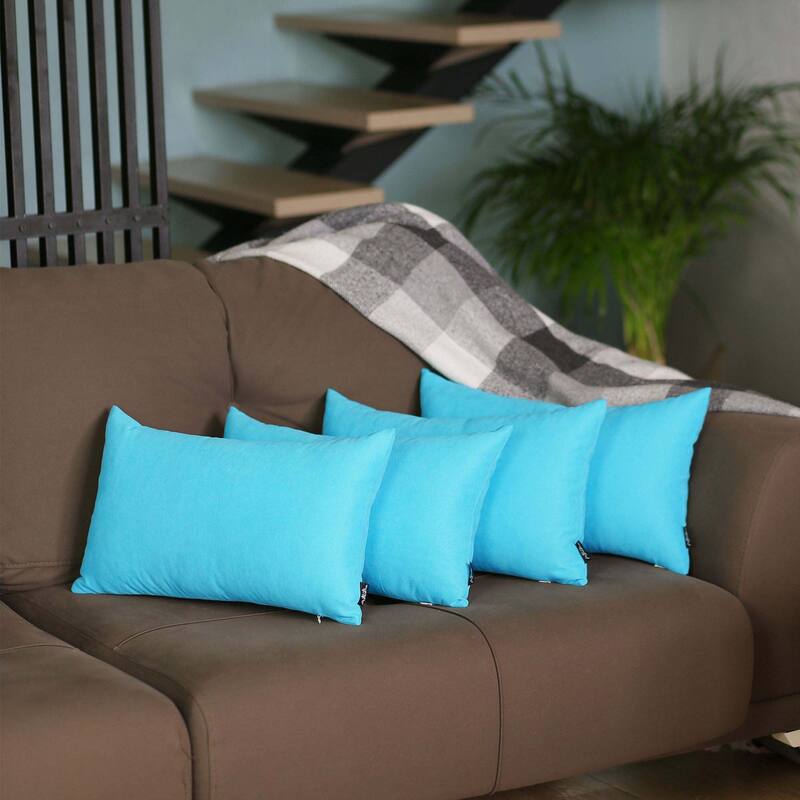 Farmhouse Set of 4 Decorative Throw Pillow Square and Lumbar - 12" x 20" - Sky Blue