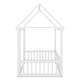 preview thumbnail 38 of 76, Pine Wood Floor Wooden Bed with House Roof Frame and Safety Guardrails