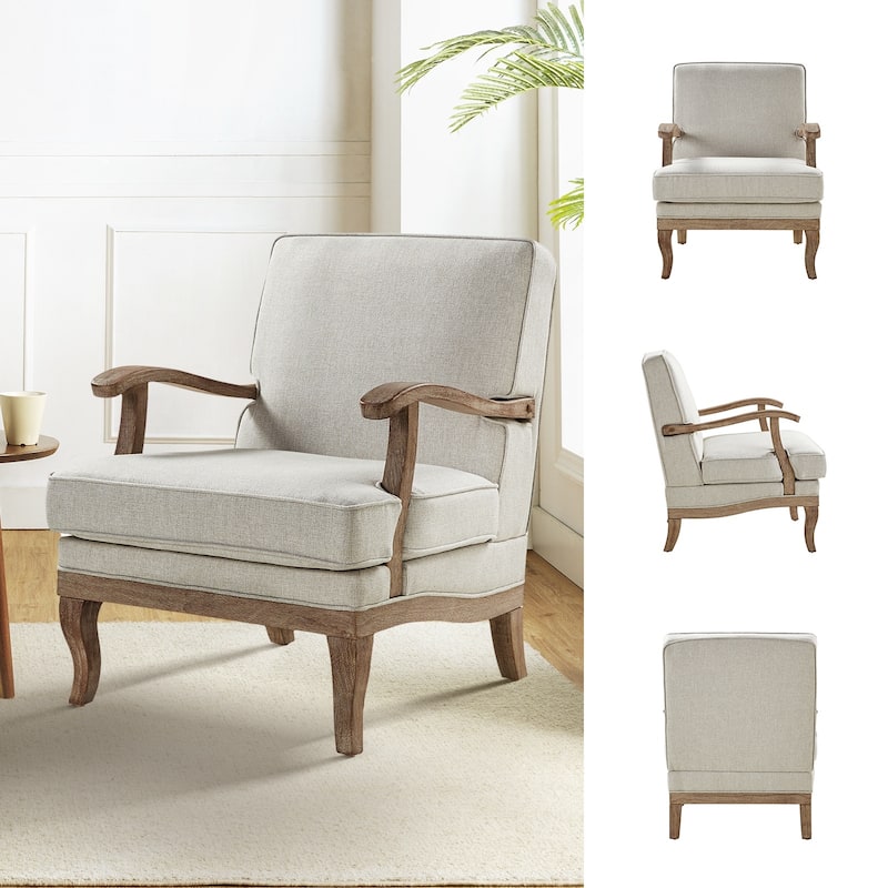 Rinaldo Farmhouse Polyester Armchair with Comfortable Backrest and Cushion by HULALA HOME