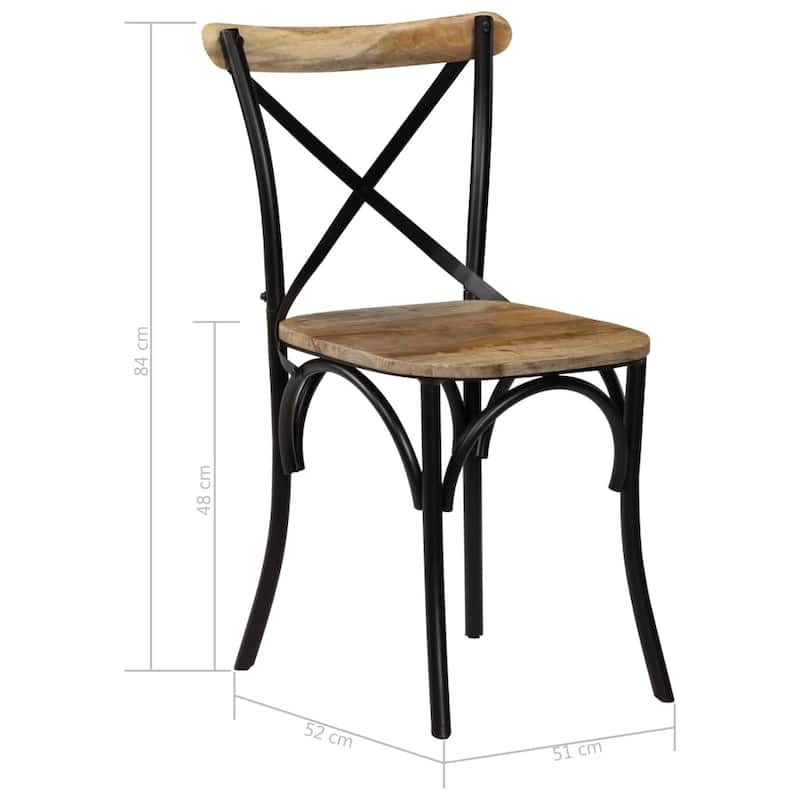 vidaXL Cross Chairs 4 pcs Black Solid Mango Wood - 20.1" x 20.5" x 33.1"