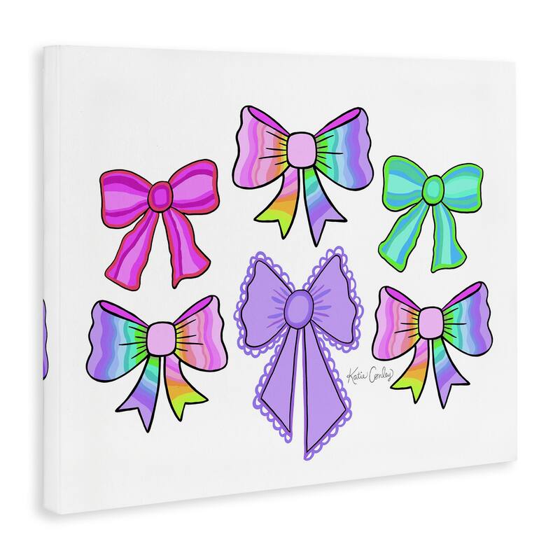 Stupell Playful Bowtastic Ribbons Canvas Wall Art Design By Katie Conley
