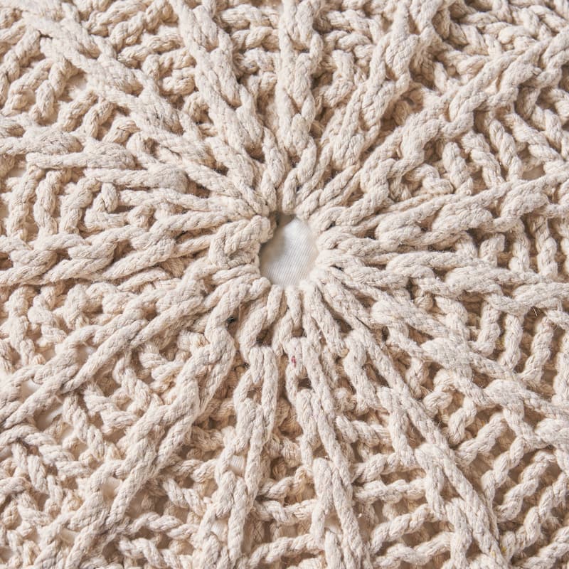 Bordeaux Knitted Cotton Round Pouf