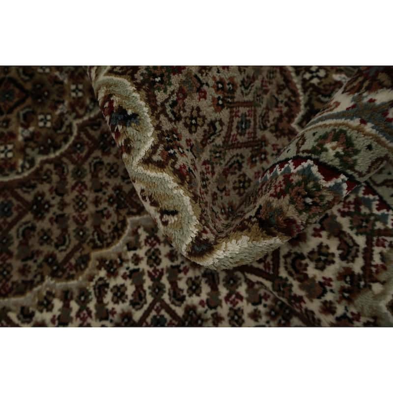 Hand Knotted Oriental 100% Wool Carpet Traditional Medallion Beige & Ivories Tabriz Area Rug - 6' 3'' X 4' 1''