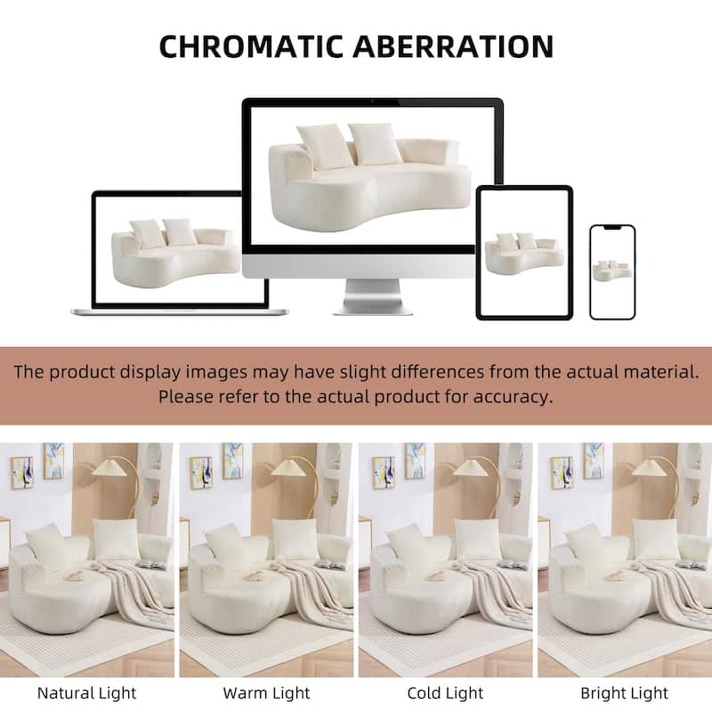 XINMICS 78.74'' Modern Sectional Sofa, 2-Seater Chenille Sofa with 2 Pillows, U-Shape Foam Sofa No Assembly Required