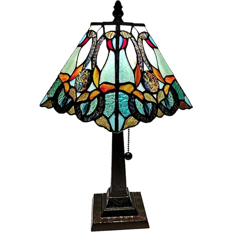 Tiffany Style Floral Mission Style Table Lamp AM253TL08B Amora Lighting - Blue/Multi-color