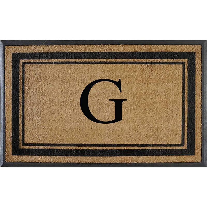A1HC Markham Border Natural Flocked Rubber Large Doormat 30"x48" - Monogrammed G