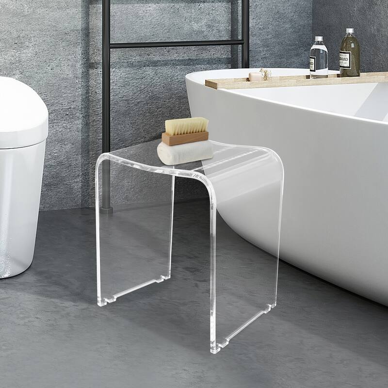 Acrylic Shower Bench Stool U-Shaped Bathroom Seat - Clear