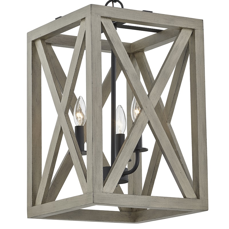 3 - Light Anchor Grey Oak And Matte Black Pendant - 12.5"x12.5"x20.27"