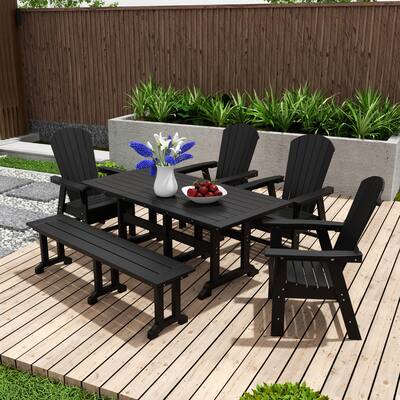 Altura 6-Piece Rectangular Poly Eco-Friendly All Weather Outdoor Dining Set with Bench