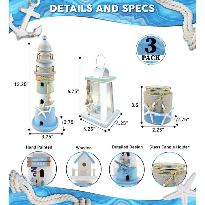 CoTa Global Ocean Breeze Nautical Collection Decor Set - 3 Pieces