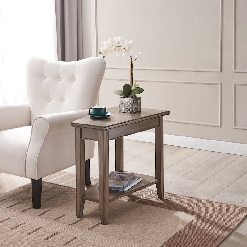Leick Home Laurent Recliner Wedge Table with Shelf - Grey