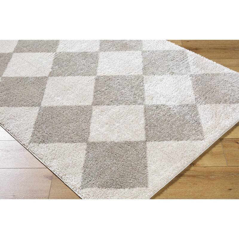 Livabliss Scandinavian Fossay Shag Diamond Washable Area Rug