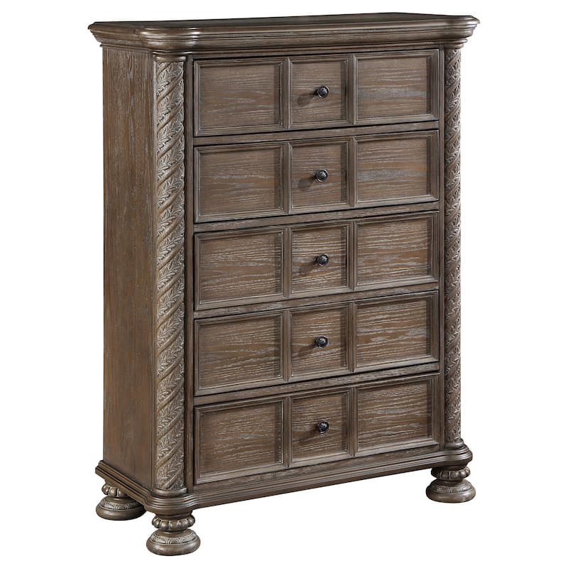 Emmett Traditional Wood 5-drawer Bedroom Chest Walnut - Walnut - 5-drawer