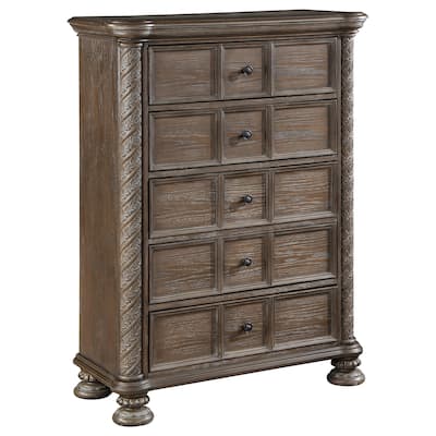 Emmett Traditional Wood 5-drawer Bedroom Chest Walnut