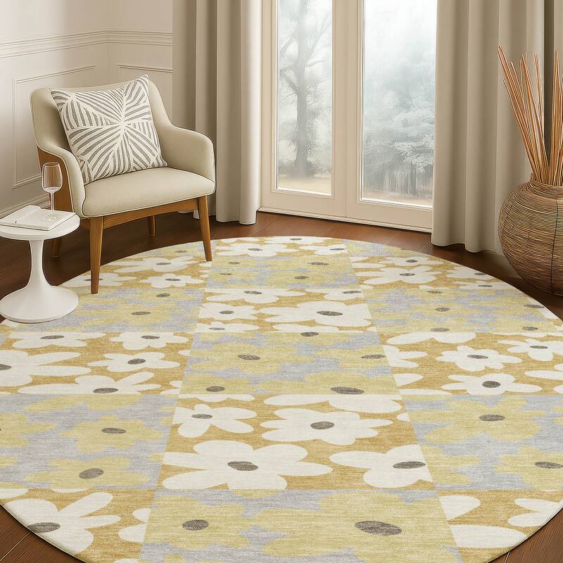 Machine Washable Indoor/ Outdoor Floral Krissy Chantille Rug