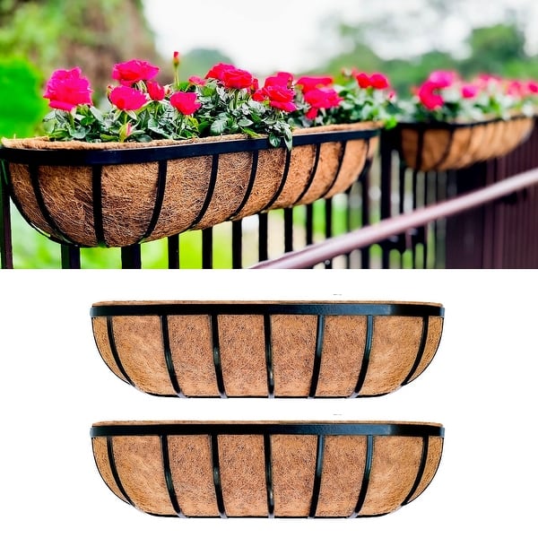 LaLaGreen Deck Railing Planter Boxes for Plants (2 Pack, 24 Inch) Black  Metal Wall Planters - Bed Bath & Beyond - 40259844