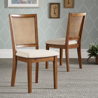 Eleanor Beige Linen Rattan Dining Chairs (Set of 2) by iNSPIRE Q Classic