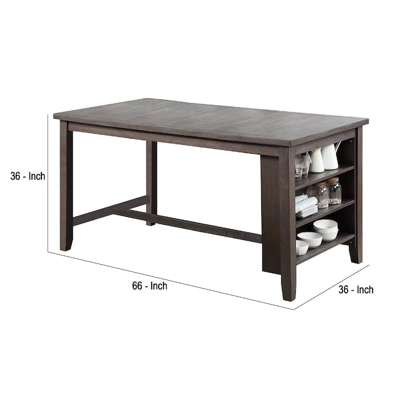 Counter Height Dining Table with Storage - Dark Brown Large Rectangular Kitchen Table with Shelf - 36
