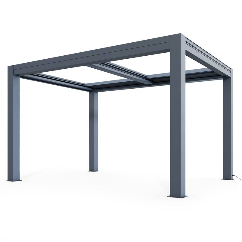 EROMMY Louvered Pergola 10x13, Aluminum Motorized Pergola with Adjustable Roof, 4 Patio Screens, Outdoor Shade and Rain Cover