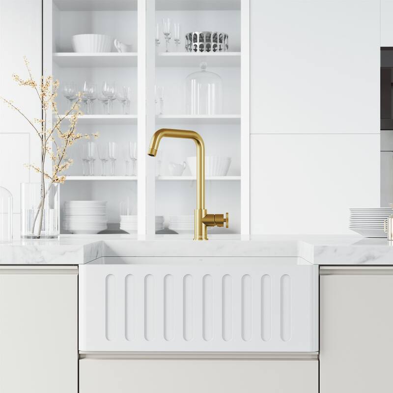 VIGO Cass Industrial 14" H Single Handle Kitchen Bar Faucet