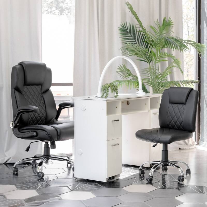 AVIGNON Manicure Table Nail Station Desk Stone Top Acetone Resistant, White - N/A
