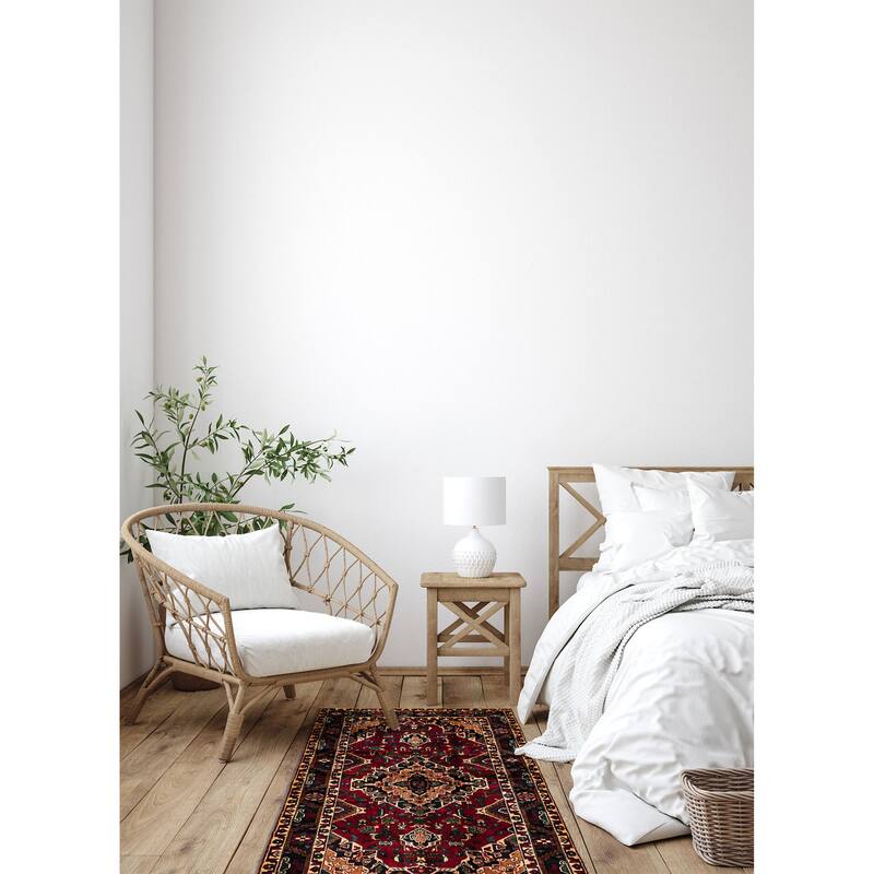 ECARPETGALLERY Hand-knotted Teimani Dark Red Wool Rug - 4'0 x 7'0