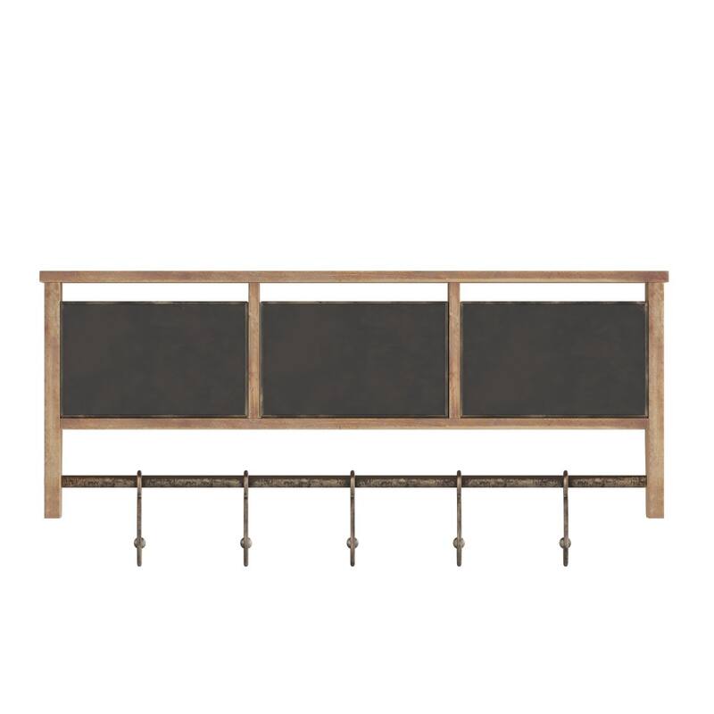 Wall Mounted Storage Rack with Upper Shelf, Wire Baskets, and Hooks