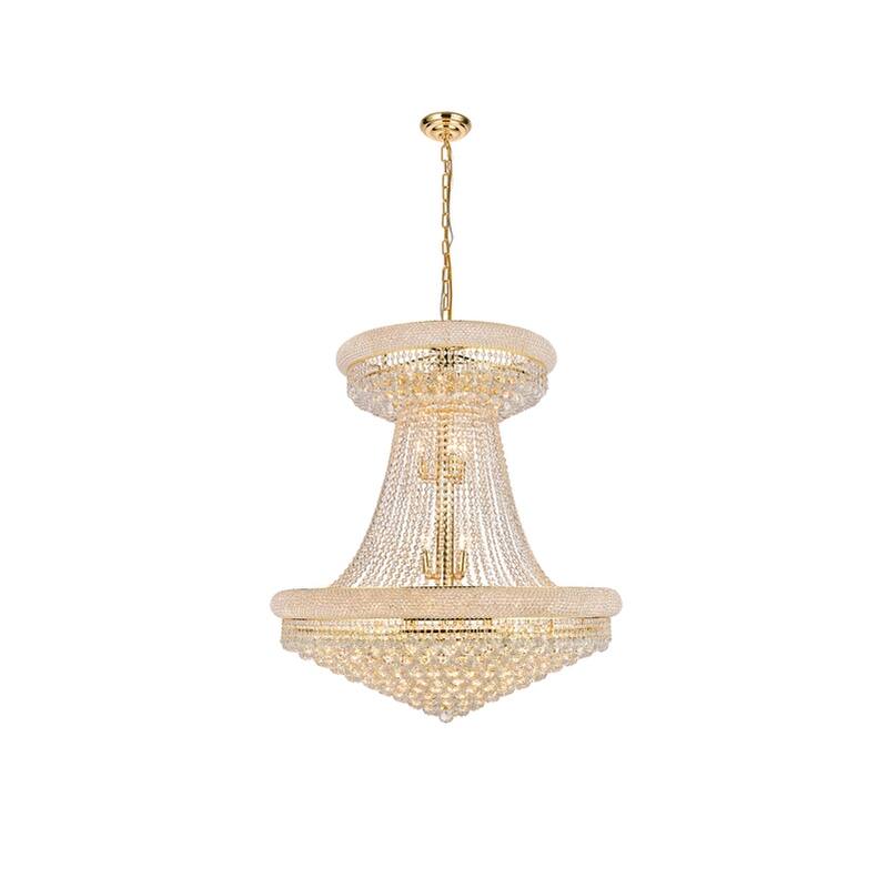 Elegant Lighting Gold Royal-cut 36-inch Crystal Clear Large Hanging Chandelier - Gold Royal Cut Crystal Large Hanging Fixture