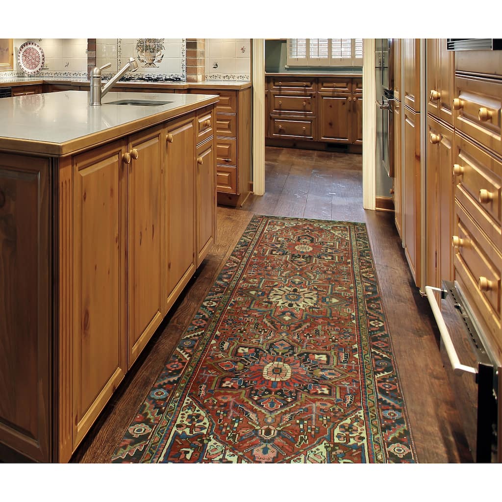 Fine Vintage Heriz Tabarak Rust/Ivory Runner - 3'6" x 10'10"