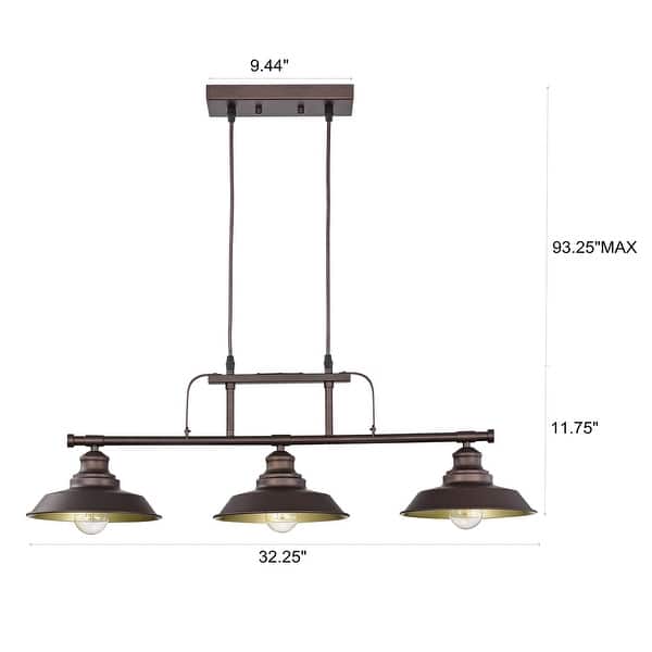 Industrial Pendant Lighting Kitchen Island Light Oil Rubbed Bronze Finish  3-Light - 32*93