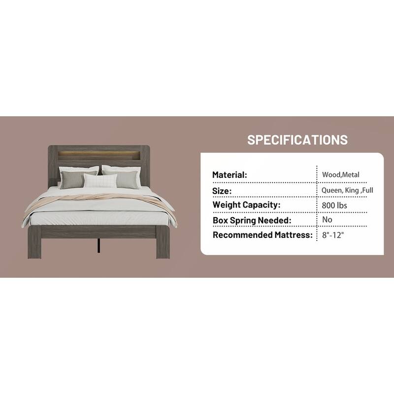 Wood Platform Bed Frame with Storage