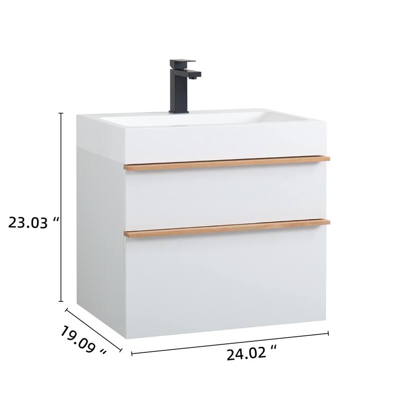 Wall Mounted Bathroom Vanity with Integrated Acrylic Sink