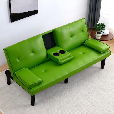 66.8" PVC Multifunctional Sofa Bed With Cup Holder