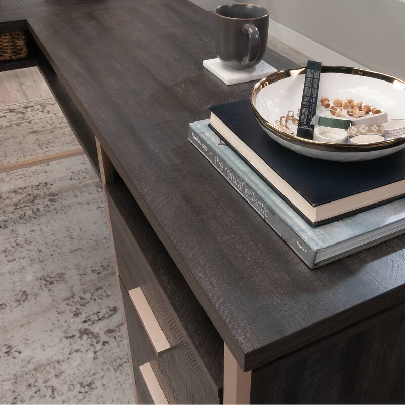 Wood L-Shaped Desk with Large Desktop, Black