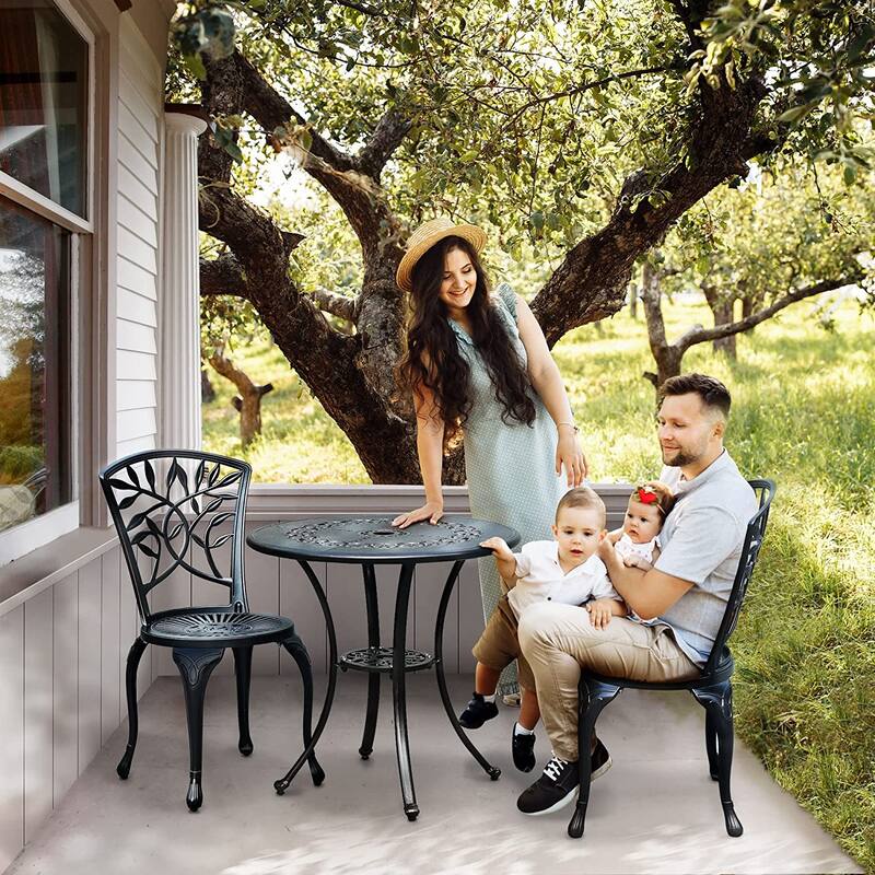 Moasis Set of 2 Cast Aluminum Outdoor Bistro Chairs Bronze Patio Dining Chair