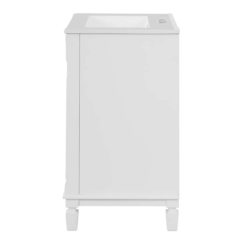 Bathroom Vanity with Sink, Solid Wood Bathroom Storage Cabinet, Bathroom Cabinet with 2 Soft-Closing Doors & Adjustable Shelf