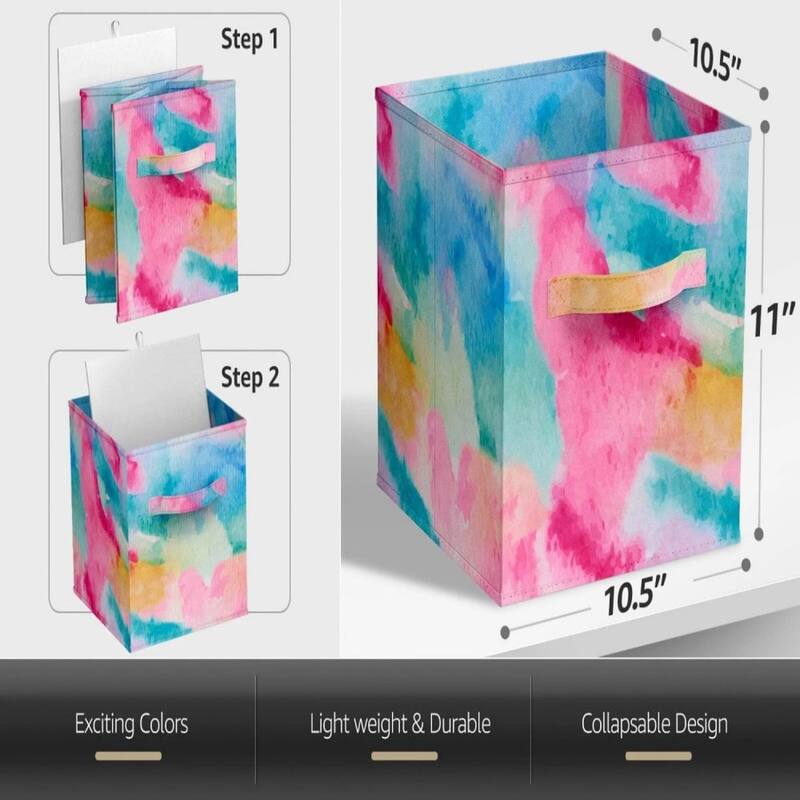Tie Dye Fabric Storage Cubes,6 Foldable Collapsible Organizer Bins