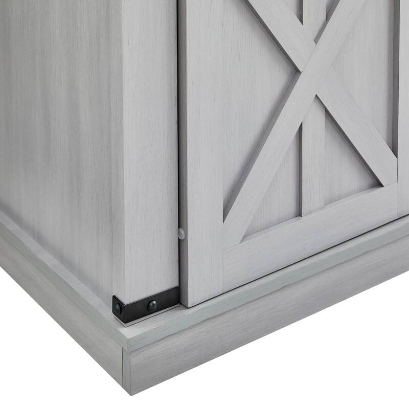 37 in. Barn Door Buffet Bar Cabinet with Wine Rack