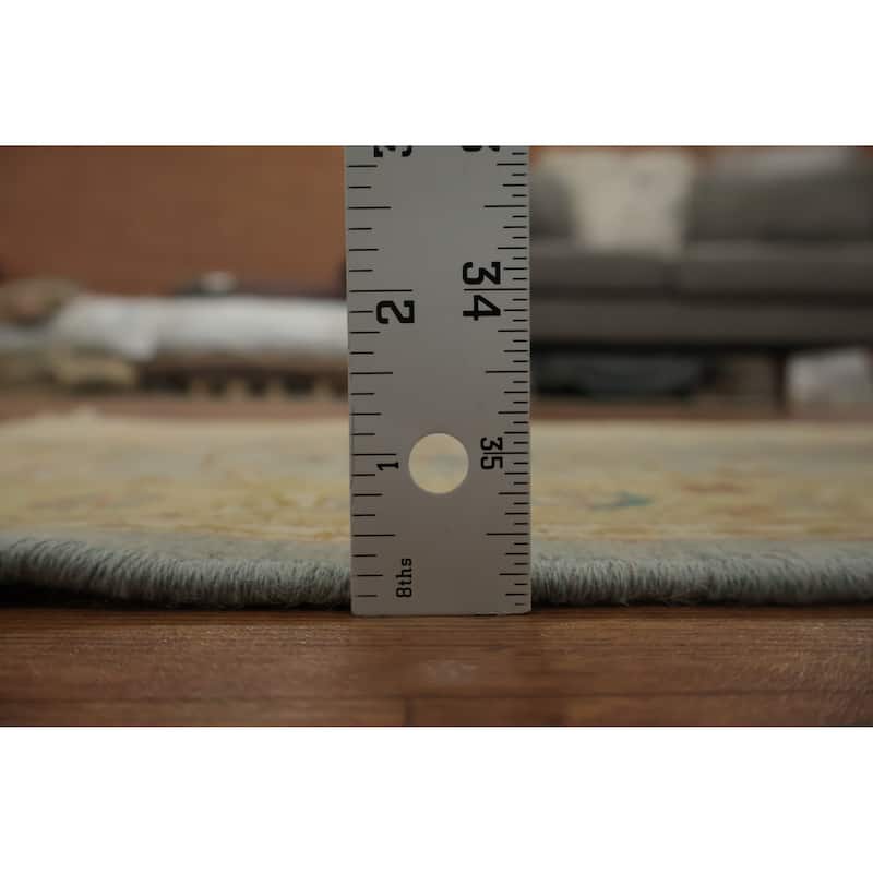 Hand Knotted Oriental 100% Wool Carpet Traditional All-Over Navy Blue & Blues Ziegler Area Rug - 3' 10'' X 2' 0''