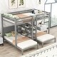 preview thumbnail 12 of 16, Pine Wood Bunk Bed, 4-Shelf Storage, Built-in Ladder, 3 Beds in 1