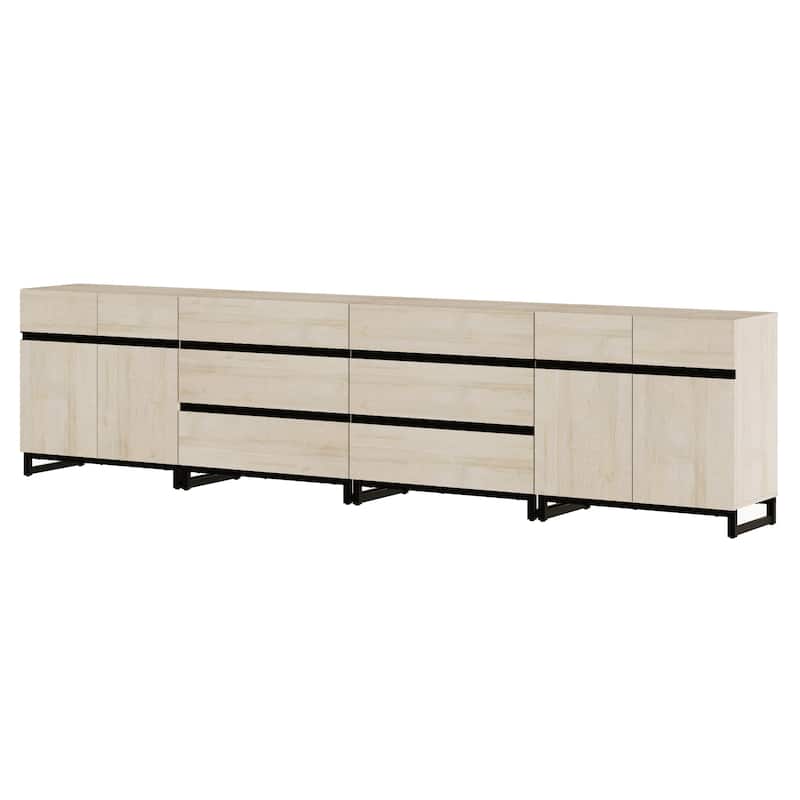 Modern TV Stand for TVs up to 120 inch, 4 in 1 TV Console with Adjustable Shelves and 6 Drawers, Media Console