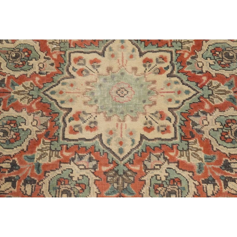 Hand Knotted Oriental 100% Wool Carpet Traditional Floral Greys & Charcoal Tabriz Area Rug - 10' 1'' X 7' 3''