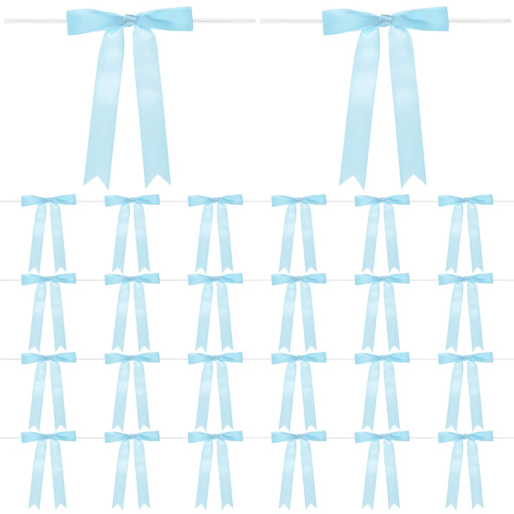 24-Pack Satin Ribbon Twist Tie Bows 7x5" Bow Twist for Craft
