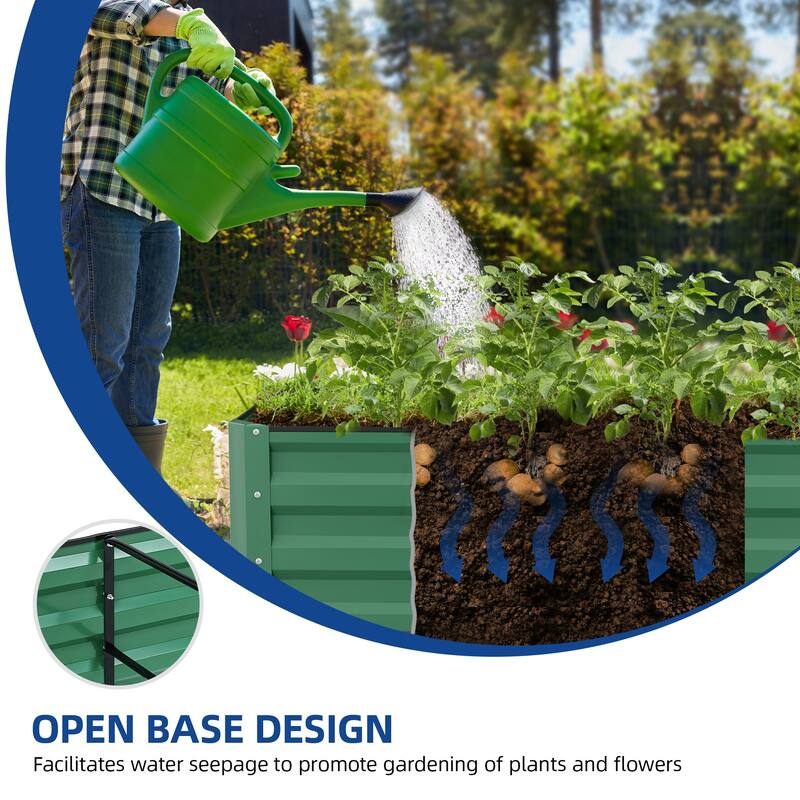 Moasis Outdoor Metal Raised Garden Bed with Gloves