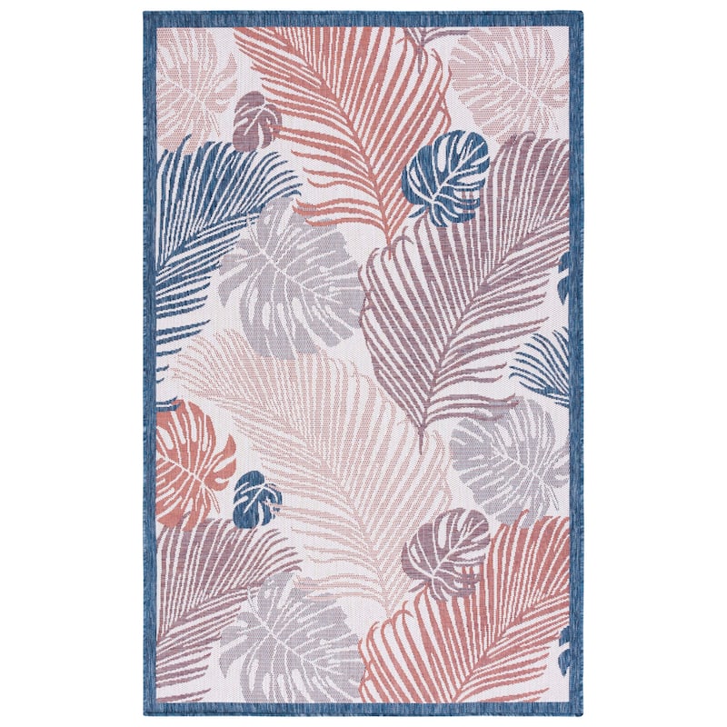 SAFAVIEH Courtyard Soichi Indoor/ Outdoor Rug - Beige/Rust - 5'3" x 7'7"