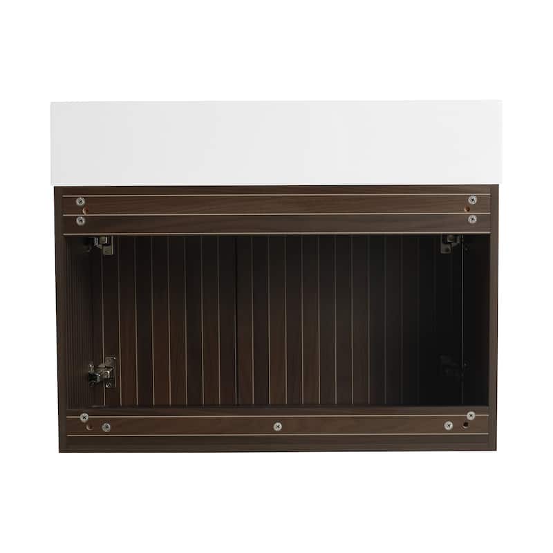 24"/30" Floating Bathroom Vanity with Sink, Mini Wall Mounted Bathroom Vanity with Soft Close Door